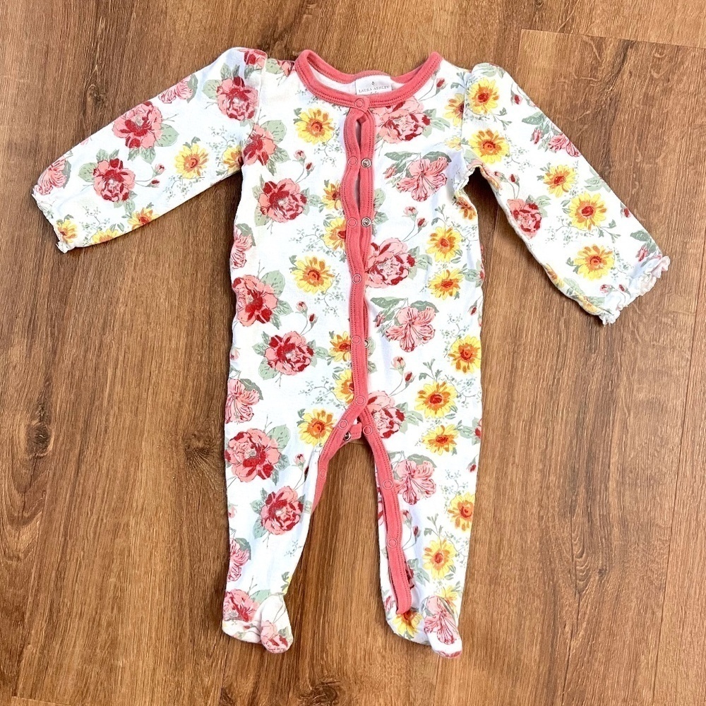 Laura Ashley Floral Baby long sleeve Onesie Sz 6-9M